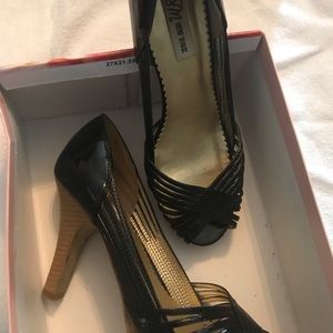 Black open toe heels